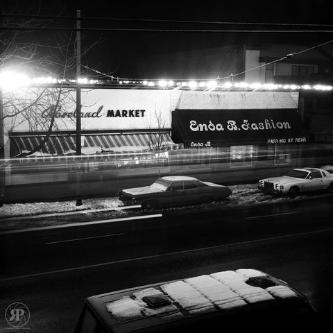 Passing Trolley Bus, W. 10th Avenue, Vancouver, 1985 (Unlimited Print)